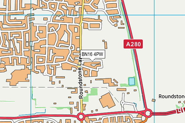 BN16 4PW map - OS VectorMap District (Ordnance Survey) BN16 4PW map - OS VectorMap District (Ordnance Survey)