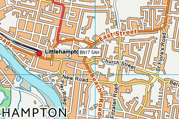 BN17 5AH map - OS VectorMap District (Ordnance Survey) BN17 5AH map - OS VectorMap District (Ordnance Survey)