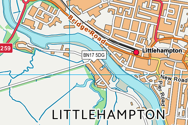 BN17 5DG map - OS VectorMap District (Ordnance Survey) BN17 5DG map - OS VectorMap District (Ordnance Survey)
