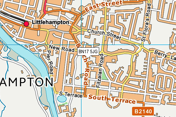 BN17 5JG map - OS VectorMap District (Ordnance Survey) BN17 5JG map - OS VectorMap District (Ordnance Survey)