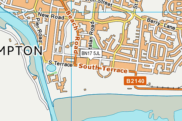 BN17 5JL map - OS VectorMap District (Ordnance Survey) BN17 5JL map - OS VectorMap District (Ordnance Survey)