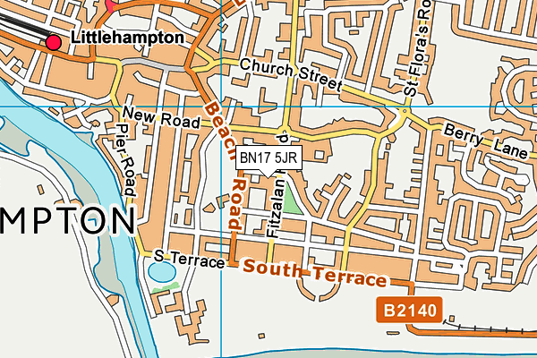 BN17 5JR map - OS VectorMap District (Ordnance Survey) BN17 5JR map - OS VectorMap District (Ordnance Survey)