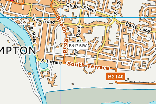 BN17 5JW map - OS VectorMap District (Ordnance Survey) BN17 5JW map - OS VectorMap District (Ordnance Survey)