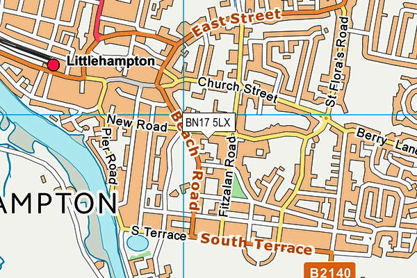BN17 5LX map - OS VectorMap District (Ordnance Survey) BN17 5LX map - OS VectorMap District (Ordnance Survey)