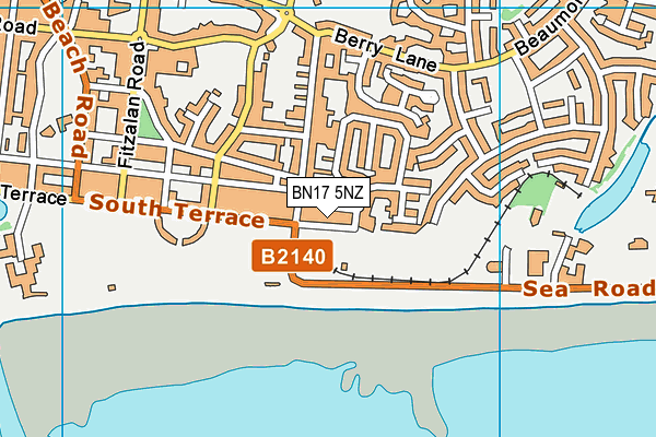 BN17 5NZ map - OS VectorMap District (Ordnance Survey) BN17 5NZ map - OS VectorMap District (Ordnance Survey)