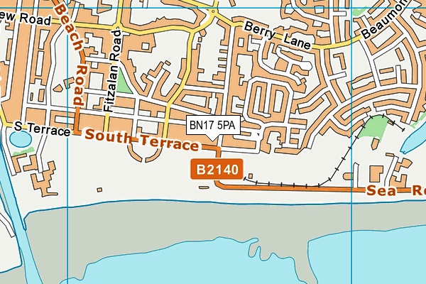 BN17 5PA map - OS VectorMap District (Ordnance Survey) BN17 5PA map - OS VectorMap District (Ordnance Survey)