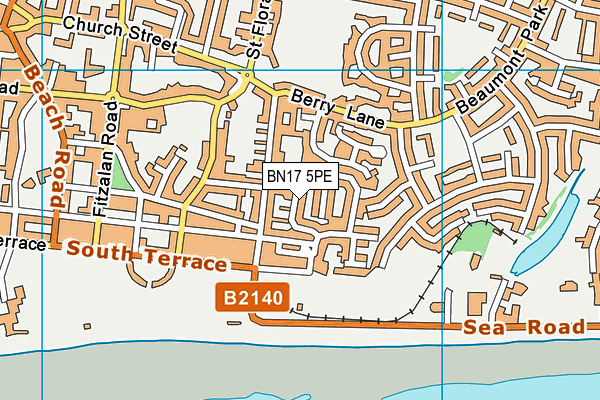 BN17 5PE map - OS VectorMap District (Ordnance Survey) BN17 5PE map - OS VectorMap District (Ordnance Survey)