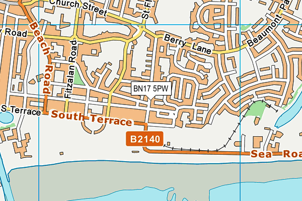 BN17 5PW map - OS VectorMap District (Ordnance Survey) BN17 5PW map - OS VectorMap District (Ordnance Survey)