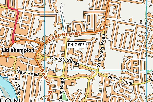 BN17 5PZ map - OS VectorMap District (Ordnance Survey)