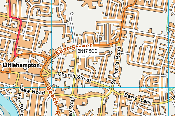 BN17 5QD map - OS VectorMap District (Ordnance Survey) BN17 5QD map - OS VectorMap District (Ordnance Survey)