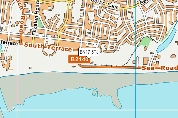 BN17 5TJ map - OS VectorMap District (Ordnance Survey) BN17 5TJ map - OS VectorMap District (Ordnance Survey)