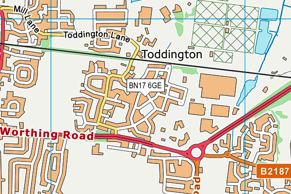 BN17 6GE map - OS VectorMap District (Ordnance Survey)