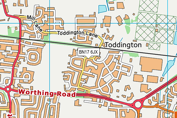 BN17 6JX map - OS VectorMap District (Ordnance Survey)