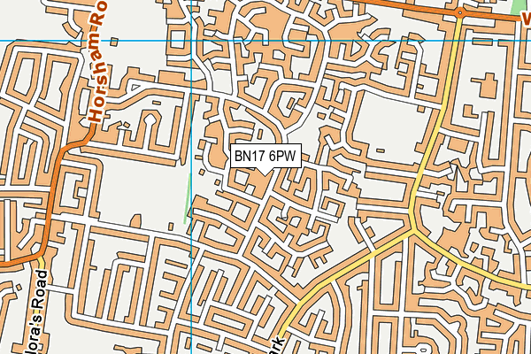 BN17 6PW map - OS VectorMap District (Ordnance Survey) BN17 6PW map - OS VectorMap District (Ordnance Survey)