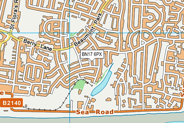 BN17 6PX map - OS VectorMap District (Ordnance Survey) BN17 6PX map - OS VectorMap District (Ordnance Survey)