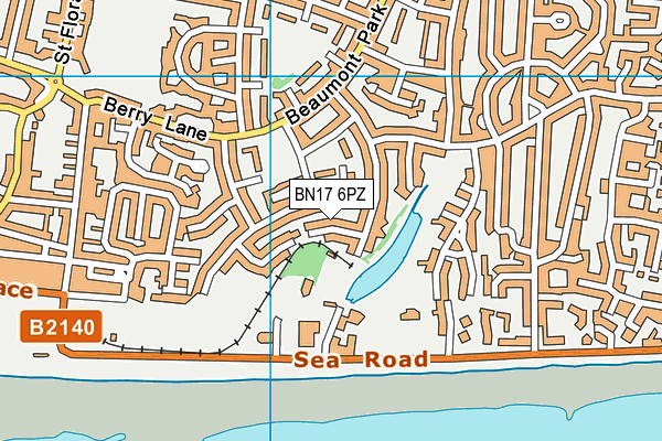 BN17 6PZ map - OS VectorMap District (Ordnance Survey) BN17 6PZ map - OS VectorMap District (Ordnance Survey)