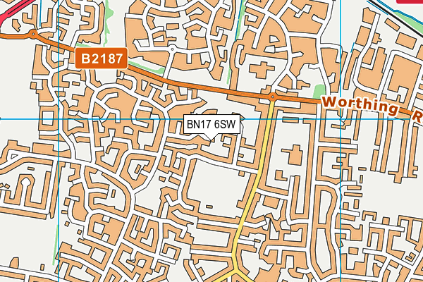 BN17 6SW map - OS VectorMap District (Ordnance Survey) BN17 6SW map - OS VectorMap District (Ordnance Survey)