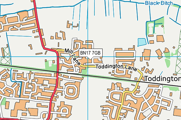 BN17 7GB map - OS VectorMap District (Ordnance Survey) BN17 7GB map - OS VectorMap District (Ordnance Survey)