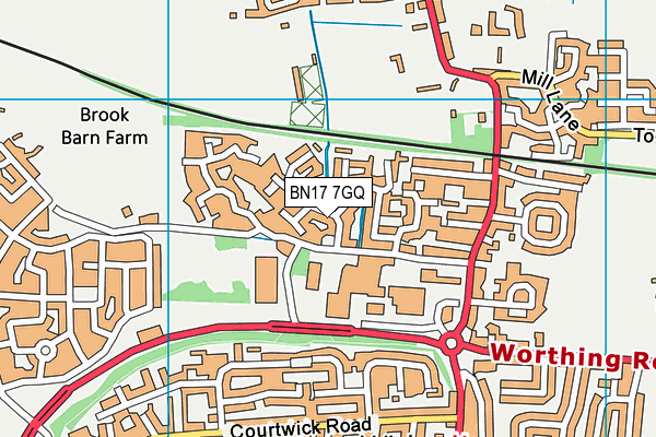 BN17 7GQ map - OS VectorMap District (Ordnance Survey)