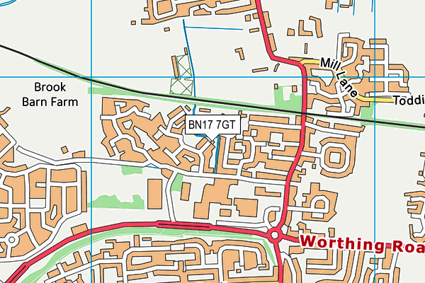 BN17 7GT map - OS VectorMap District (Ordnance Survey) BN17 7GT map - OS VectorMap District (Ordnance Survey)