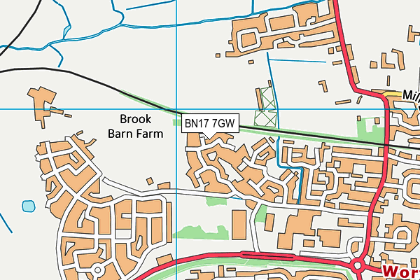 BN17 7GW map - OS VectorMap District (Ordnance Survey) BN17 7GW map - OS VectorMap District (Ordnance Survey)