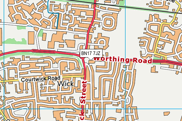 BN17 7JZ map - OS VectorMap District (Ordnance Survey) BN17 7JZ map - OS VectorMap District (Ordnance Survey)