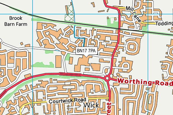 BN17 7PA map - OS VectorMap District (Ordnance Survey) BN17 7PA map - OS VectorMap District (Ordnance Survey)