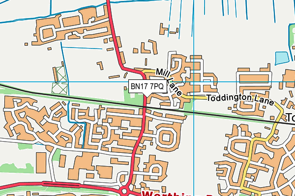 BN17 7PQ map - OS VectorMap District (Ordnance Survey) BN17 7PQ map - OS VectorMap District (Ordnance Survey)