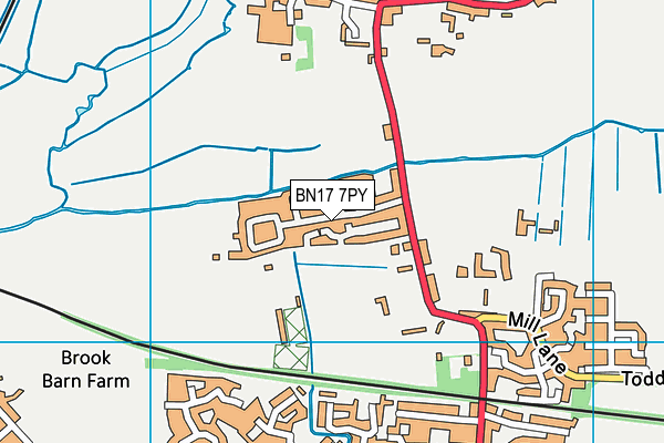 BN17 7PY map - OS VectorMap District (Ordnance Survey) BN17 7PY map - OS VectorMap District (Ordnance Survey)