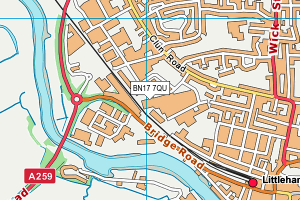 BN17 7QU map - OS VectorMap District (Ordnance Survey) BN17 7QU map - OS VectorMap District (Ordnance Survey)