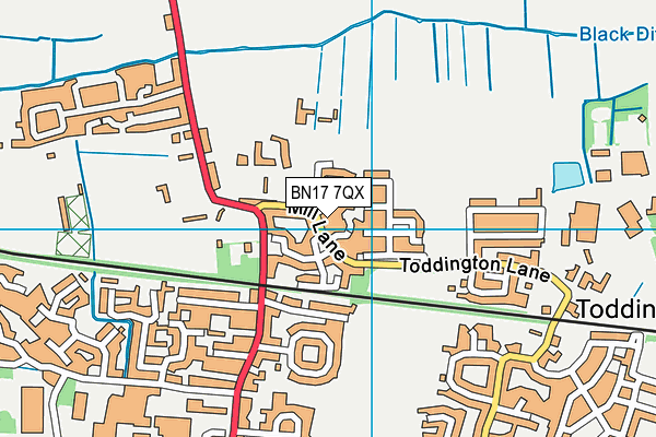 BN17 7QX map - OS VectorMap District (Ordnance Survey)