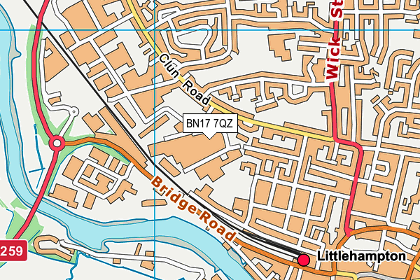 BN17 7QZ map - OS VectorMap District (Ordnance Survey) BN17 7QZ map - OS VectorMap District (Ordnance Survey)