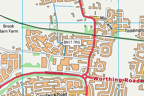 BN17 7RG map - OS VectorMap District (Ordnance Survey) BN17 7RG map - OS VectorMap District (Ordnance Survey)