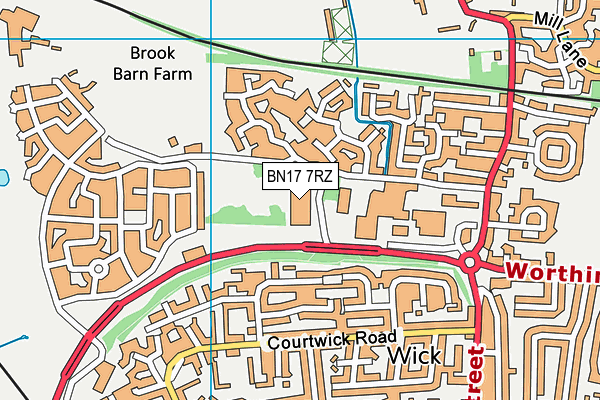 BN17 7RZ map - OS VectorMap District (Ordnance Survey) BN17 7RZ map - OS VectorMap District (Ordnance Survey)