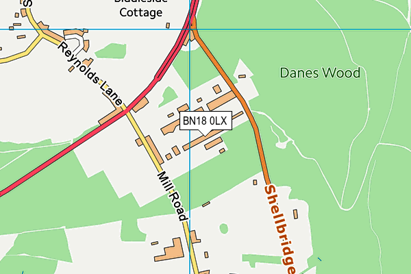 BN18 0LX map - OS VectorMap District (Ordnance Survey)