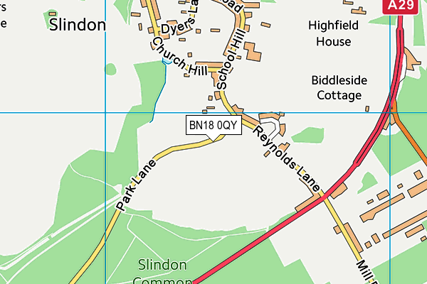 BN18 0QY map - OS VectorMap District (Ordnance Survey) BN18 0QY map - OS VectorMap District (Ordnance Survey)