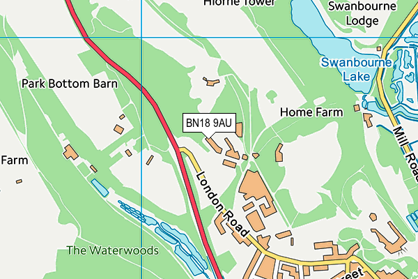 BN18 9AU map - OS VectorMap District (Ordnance Survey) BN18 9AU map - OS VectorMap District (Ordnance Survey)