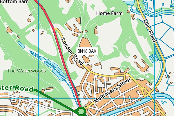 BN18 9AX map - OS VectorMap District (Ordnance Survey) BN18 9AX map - OS VectorMap District (Ordnance Survey)