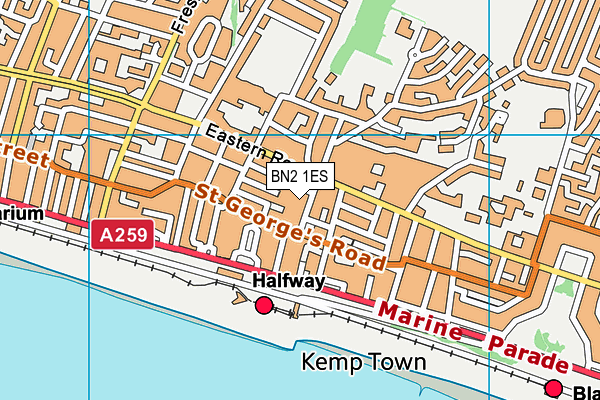 BN2 1ES map - OS VectorMap District (Ordnance Survey) BN2 1ES map - OS VectorMap District (Ordnance Survey)