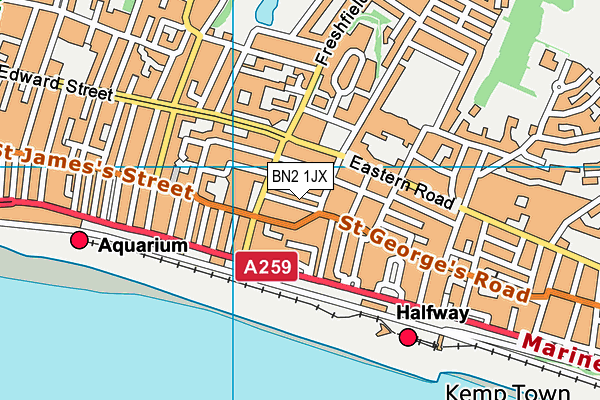 BN2 1JX map - OS VectorMap District (Ordnance Survey) BN2 1JX map - OS VectorMap District (Ordnance Survey)