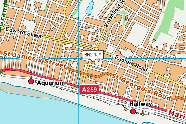 BN2 1JY map - OS VectorMap District (Ordnance Survey) BN2 1JY map - OS VectorMap District (Ordnance Survey)