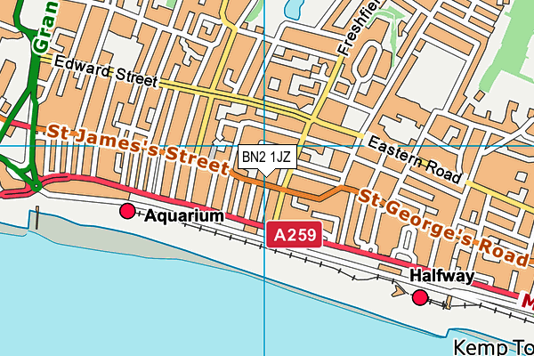 BN2 1JZ map - OS VectorMap District (Ordnance Survey)