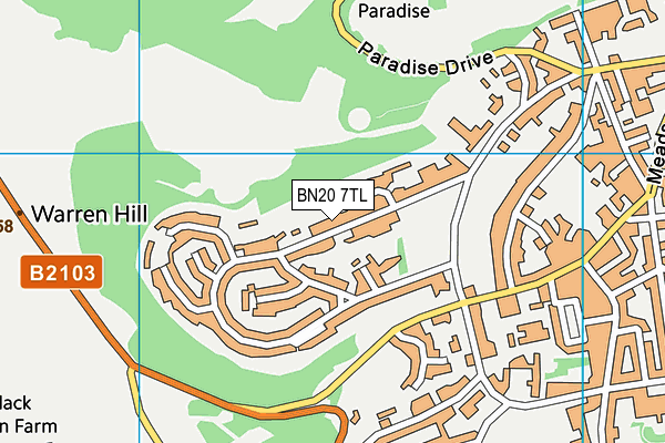 BN20 7TL map - OS VectorMap District (Ordnance Survey) BN20 7TL map - OS VectorMap District (Ordnance Survey)