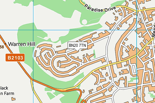 BN20 7TN map - OS VectorMap District (Ordnance Survey)