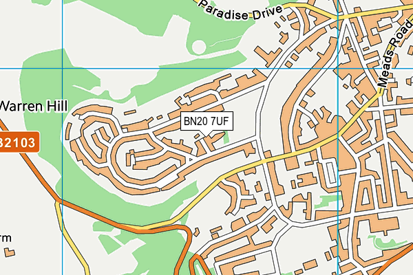 BN20 7UF map - OS VectorMap District (Ordnance Survey)