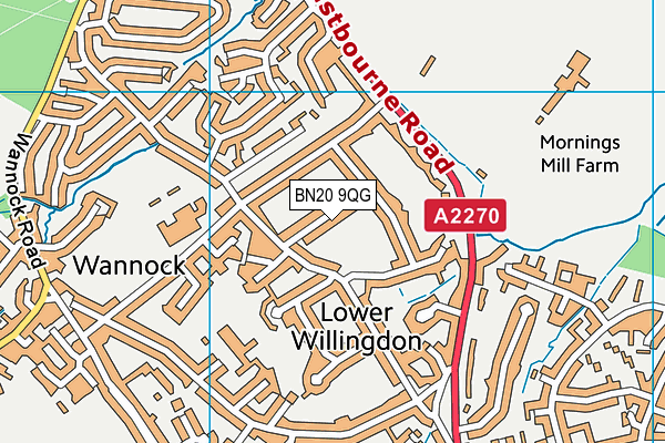 BN20 9QG map - OS VectorMap District (Ordnance Survey)