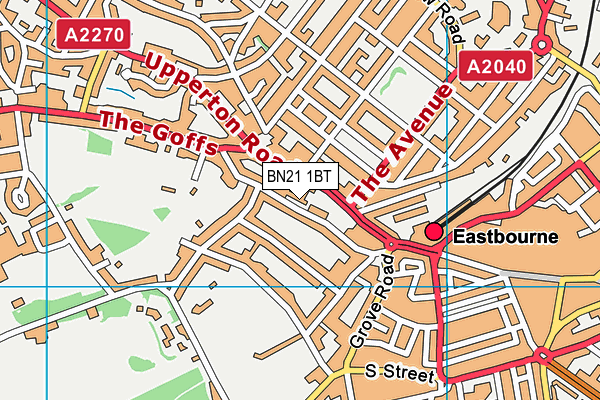 BN21 1BT map - OS VectorMap District (Ordnance Survey)