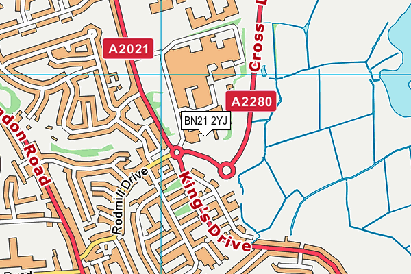 BN21 2YJ map - OS VectorMap District (Ordnance Survey)