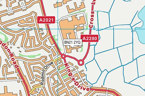 BN21 2YQ map - OS VectorMap District (Ordnance Survey)