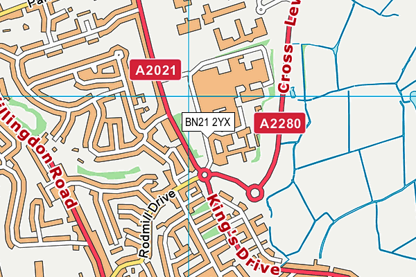 BN21 2YX map - OS VectorMap District (Ordnance Survey)